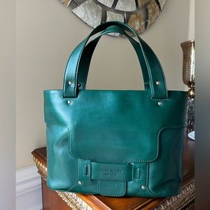 Kate Spade Green Smooth Leather Shopper Tote/Shoulder Bag. Minimalist Style.